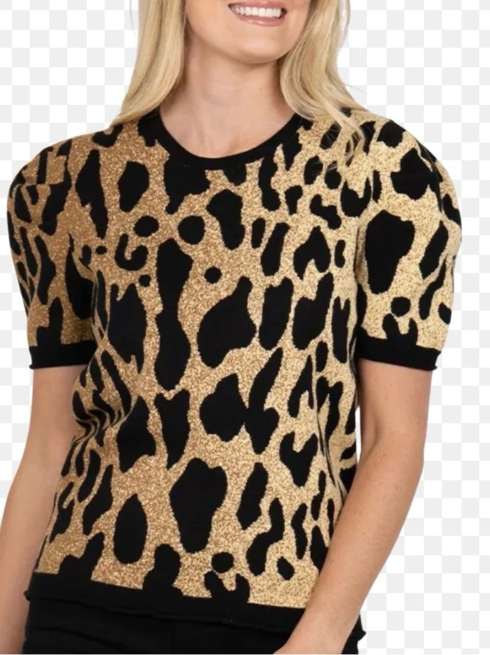 Emily McCarthy-Lady Leopard crewneck knit top/sweater-Sz L-NWT
